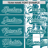 Custom Aqua White Split Fashion Coconut Tree Design Authentic Baseball Jersey