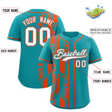 Custom Aqua Orange Split Fashion Coconut Tree Design Authentic Baseball Jersey