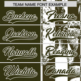 Custom Olive White Split Fashion Coconut Tree Design Authentic Baseball Jersey