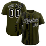Custom Olive Black Split Fashion Coconut Tree Design Authentic Baseball Jersey