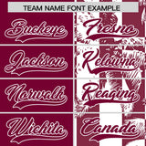 Custom Crimson White Split Fashion Coconut Tree Design Authentic Baseball Jersey