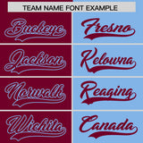 Custom Crimson Powder Blue Split Fashion Coconut Tree Design Authentic Baseball Jersey