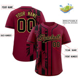 Custom Crimson Black Split Fashion Coconut Tree Design Authentic Baseball Jersey