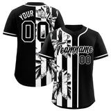 Custom Black White Split Fashion Coconut Tree Design Authentic Baseball Jersey