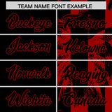 Custom Black Red Split Fashion Coconut Tree Design Authentic Baseball Jersey