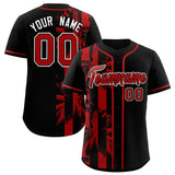 Custom Black Red Split Fashion Coconut Tree Design Authentic Baseball Jersey