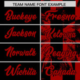 Custom Black Red Split Fashion Coconut Tree Design Authentic Baseball Jersey