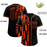 Custom Black Orange Split Fashion Coconut Tree Design Authentic Baseball Jersey