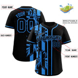 Custom Black Powder Blue Split Fashion Coconut Tree Design Authentic Baseball Jersey