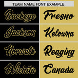 Custom Black Old Gold Split Fashion Coconut Tree Design Authentic Baseball Jersey