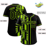 Custom Black Neon Green Split Fashion Coconut Tree Design Authentic Baseball Jersey