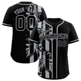 Custom Black Gray Split Fashion Coconut Tree Design Authentic Baseball Jersey