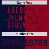 Custom Navy Red Split Fashion Coconut Tree Design Authentic Baseball Jersey