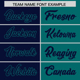 Custom Navy Aqua Split Fashion Coconut Tree Design Authentic Baseball Jersey