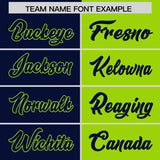 Custom Navy Neon Green Split Fashion Coconut Tree Design Authentic Baseball Jersey