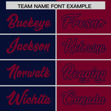 Custom Navy Crimson Split Fashion Coconut Tree Design Authentic Baseball Jersey