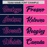 Custom Navy Pink Split Fashion Coconut Tree Design Authentic Baseball Jersey