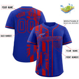 Custom Royal Red Split Fashion Coconut Tree Design Authentic Baseball Jersey