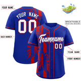 Custom Royal Red Split Fashion Coconut Tree Design Authentic Baseball Jersey