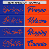 Custom Royal Orange Split Fashion Coconut Tree Design Authentic Baseball Jersey