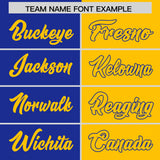 Custom Royal Yellow Split Fashion Coconut Tree Design Authentic Baseball Jersey