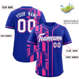 Custom Royal Pink Split Fashion Coconut Tree Design Authentic Baseball Jersey