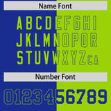 Custom Royal Neon Green Split Fashion Coconut Tree Design Authentic Baseball Jersey