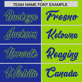 Custom Royal Neon Green Split Fashion Coconut Tree Design Authentic Baseball Jersey