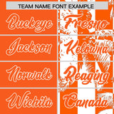 Custom Orange White Split Fashion Coconut Tree Design Authentic Baseball Jersey