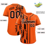 Custom Orange Brown Split Fashion Coconut Tree Design Authentic Baseball Jersey