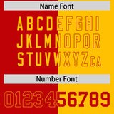 Custom Red Yellow Split Fashion Coconut Tree Design Authentic Baseball Jersey