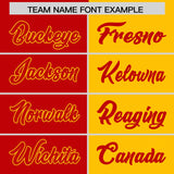 Custom Red Yellow Split Fashion Coconut Tree Design Authentic Baseball Jersey