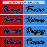 Custom Red Powder Blue Split Fashion Coconut Tree Design Authentic Baseball Jersey