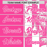 Custom Pink White Split Fashion Coconut Tree Design Authentic Baseball Jersey