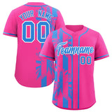 Custom Pink Powder Blue Split Fashion Coconut Tree Design Authentic Baseball Jersey