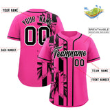 Custom Pink Black Split Fashion Coconut Tree Design Authentic Baseball Jersey