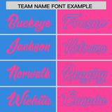 Custom Powder Blue Pink Split Fashion Coconut Tree Design Authentic Baseball Jersey