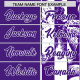 Custom Purple White Split Fashion Coconut Tree Design Authentic Baseball Jersey