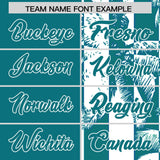 Custom Aqua White Split Fashion Coconut Tree Design Authentic Baseball Jersey