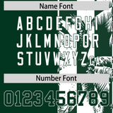 Custom Green White Split Fashion Coconut Tree Design Authentic Baseball Jersey