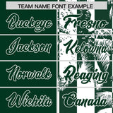 Custom Green White Split Fashion Coconut Tree Design Authentic Baseball Jersey