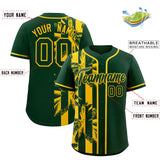 Custom Green Yellow Split Fashion Coconut Tree Design Authentic Baseball Jersey