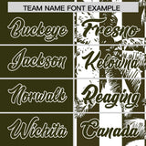 Custom Olive White Split Fashion Coconut Tree Design Authentic Baseball Jersey