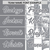 Custom Gray White Split Fashion Coconut Tree Design Authentic Baseball Jersey