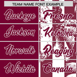 Custom Crimson White Split Fashion Coconut Tree Design Authentic Baseball Jersey