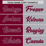 Custom Crimson Gray Split Fashion Coconut Tree Design Authentic Baseball Jersey