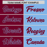 Custom Crimson Powder Blue Split Fashion Coconut Tree Design Authentic Baseball Jersey