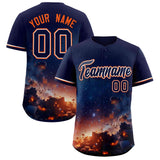 Custom Navy Personalized Starburst Pattern Authentic Baseball Jersey
