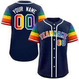 Custom Tailor Made LGBT Rainbow For Pride Month Raglan Sleeves Authentic Baseball Jersey For Adult