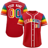 Custom Tailor Made LGBT Rainbow For Pride Month Raglan Sleeves Authentic Baseball Jersey For Adult